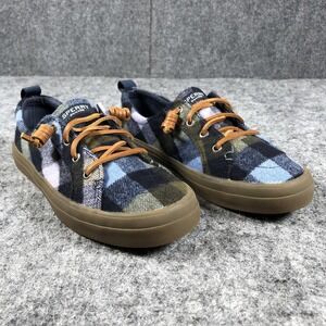 Sperry‎ Crest Vibe Shoes Womens 8 Blue Green Plaid Wool Sneakers STS84542